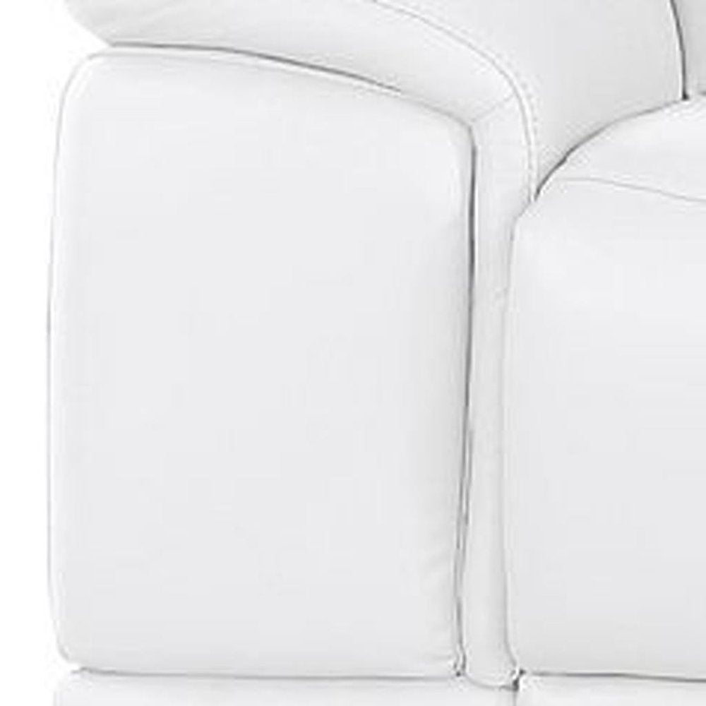 134" Beige Top Grain Leather Reclining USB and Wireless Charger Sofa And Storage