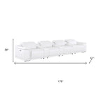 175" Beige Top Grain Leather Reclining USB and Wireless Charger Sofa And Storage