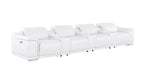 175" Beige Top Grain Leather Reclining USB and Wireless Charger Sofa And Storage