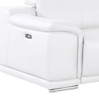 175" Beige Top Grain Leather Reclining USB and Wireless Charger Sofa And Storage