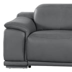 134" Beige Top Grain Leather Reclining USB and Wireless Charger Sofa And Storage