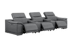 134" Beige Top Grain Leather Reclining USB and Wireless Charger Sofa And Storage