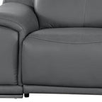 134" Beige Top Grain Leather Reclining USB and Wireless Charger Sofa And Storage