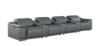 175" Beige Top Grain Leather Reclining USB and Wireless Charger Sofa And Storage