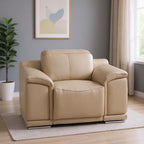 48" Beige Genuine Leather Power Wall Hugger Recliner With USB