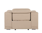 48" Beige Genuine Leather Power Wall Hugger Recliner With USB