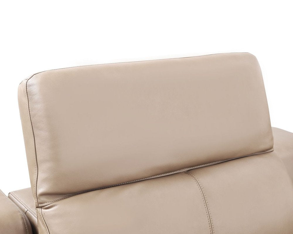 48" Beige Genuine Leather Power Wall Hugger Recliner With USB
