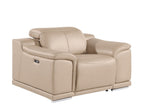 48" Beige Genuine Leather Power Wall Hugger Recliner With USB