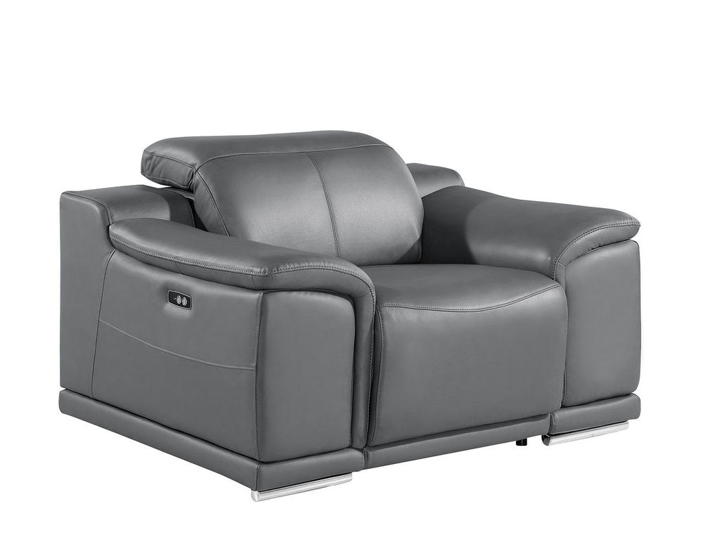 48" Beige Genuine Leather Power Wall Hugger Recliner With USB