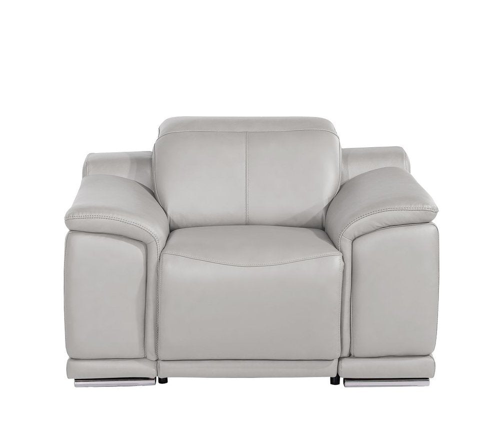48" Beige Genuine Leather Power Wall Hugger Recliner With USB