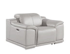 48" Beige Genuine Leather Power Wall Hugger Recliner With USB