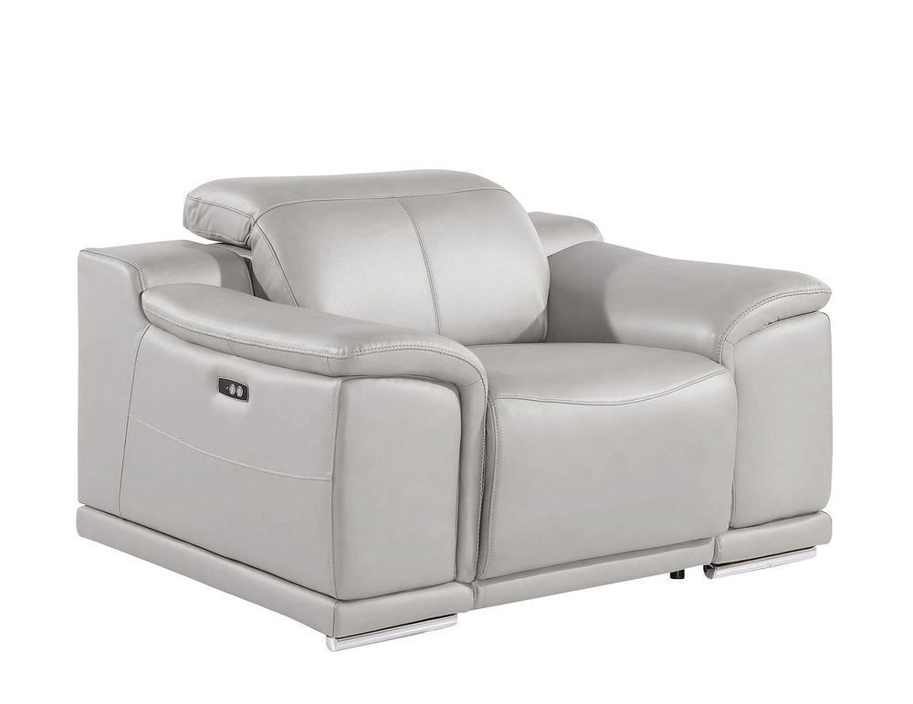 48" Beige Genuine Leather Power Wall Hugger Recliner With USB