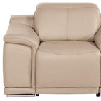 48" Beige Genuine Leather Power Wall Hugger Recliner With USB