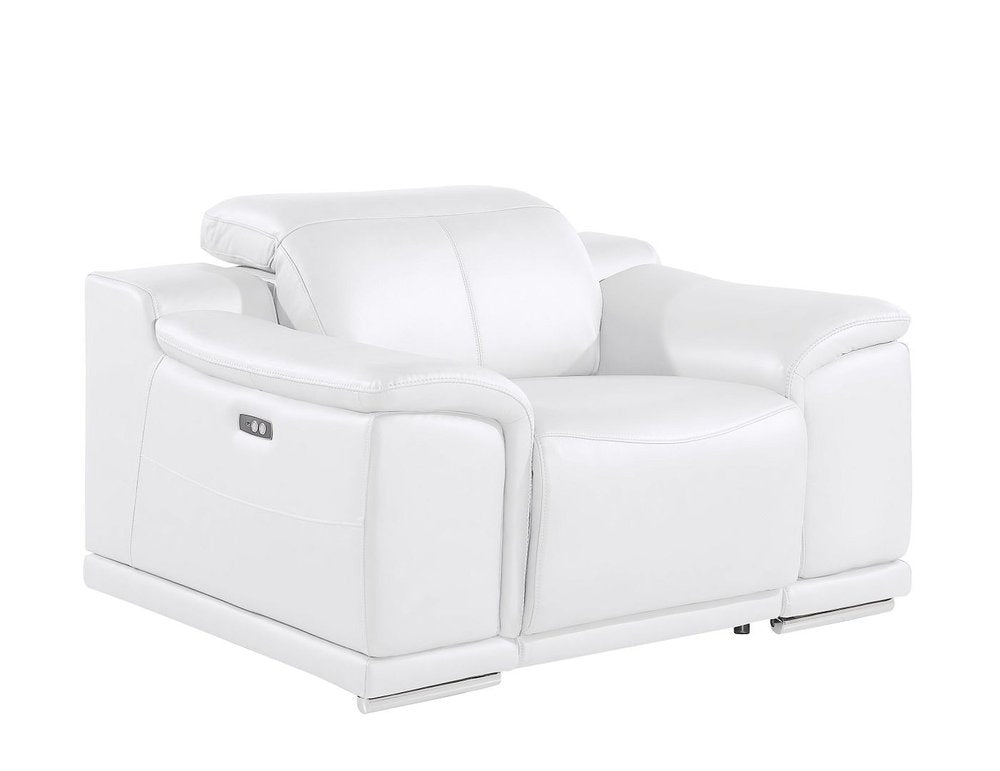 48" Beige Genuine Leather Power Wall Hugger Recliner With USB