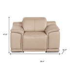 48" Beige Genuine Leather Power Wall Hugger Recliner With USB