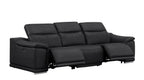 Two Piece Black Genuine Leather Four Person Seating Set