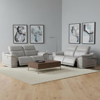 Two Piece Ash Gray Genuine Leather Four Person Seating Set