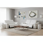 Two Piece White Genuine Leather Four Person Seating Set