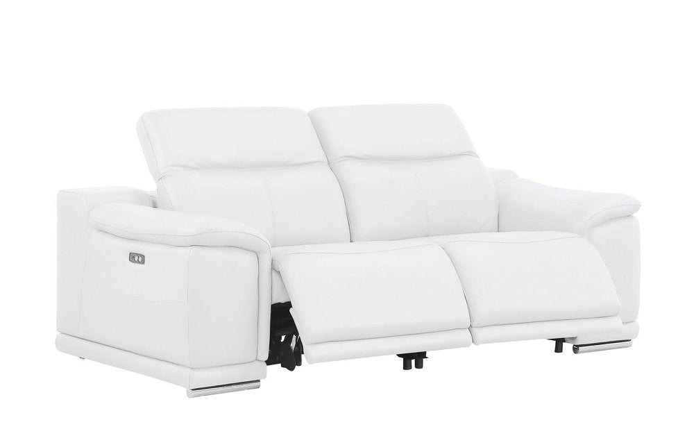 Two Piece White Genuine Leather Four Person Seating Set