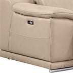 Three Piece Beige Genuine Leather Five Person Seating Set