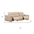 Three Piece Beige Genuine Leather Five Person Seating Set