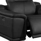 Three Piece Black Genuine Leather Five Person Seating Set