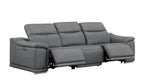 Three Piece Battleship Gray Genuine Leather Five Person Seating Set