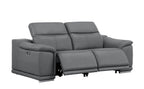 Three Piece Battleship Gray Genuine Leather Five Person Seating Set