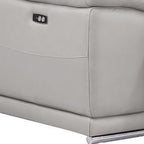 Three Piece Ash Gray Genuine Leather Five Person Seating Set