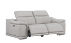 Three Piece Ash Gray Genuine Leather Five Person Seating Set