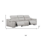 Three Piece Ash Gray Genuine Leather Five Person Seating Set