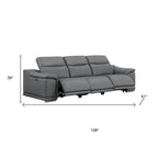 Two Piece Battleship Gray Genuine Leather Five Person Seating Set