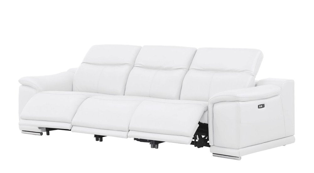 Two Piece White Genuine Leather Five Person Seating Set