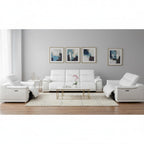 Two Piece White Genuine Leather Five Person Seating Set