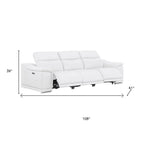 Two Piece White Genuine Leather Five Person Seating Set