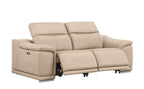 Three Piece Beige Genuine Leather Six Person Seating Set