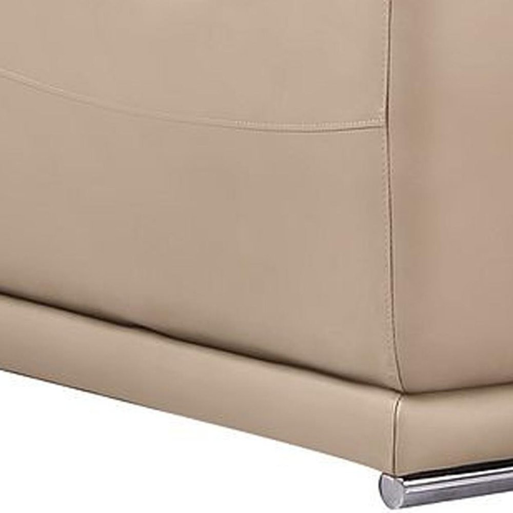 Three Piece Beige Genuine Leather Six Person Seating Set