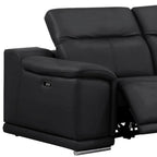 Three Piece Black Genuine Leather Six Person Seating Set