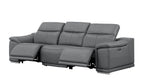Three Piece Battleship Gray Genuine Leather Six Person Seating Set