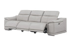 Three Piece Ash Gray Genuine Leather Six Person Seating Set