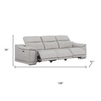 Three Piece Ash Gray Genuine Leather Six Person Seating Set