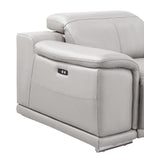 Three Piece Ash Gray Genuine Leather Six Person Seating Set