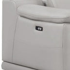 Three Piece Ash Gray Genuine Leather Six Person Seating Set