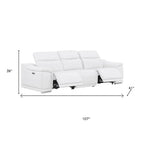 Three Piece White Genuine Leather Five Person Seating Set