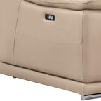 Three Piece Beige Genuine Leather Six Person Seating Set