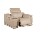 Three Piece Beige Genuine Leather Six Person Seating Set