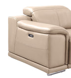 Three Piece Beige Genuine Leather Six Person Seating Set