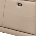 Three Piece Beige Genuine Leather Six Person Seating Set