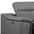 Three Piece Battleship Gray Genuine Leather Six Person Seating Set
