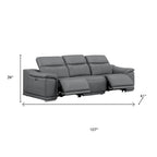 Three Piece Battleship Gray Genuine Leather Six Person Seating Set